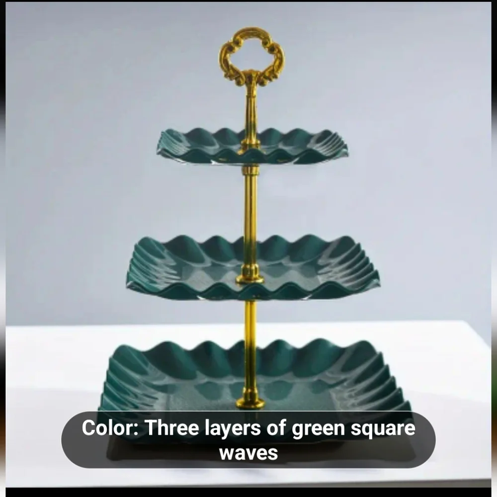 NEW STYLISH THREE LEVEL DISPLAY DESSERT TRAY ~ WEDDINGS, PARTIES COLOR: GREEN